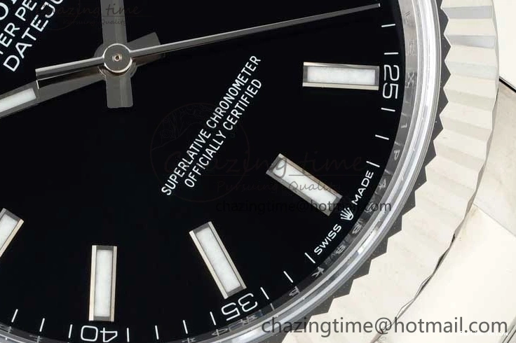 0128 Youthful DateJust 41 126334 NTF 1:1 Best Edition 904L Steel Black Stick Dial on Oyster Bracelet VR 2286